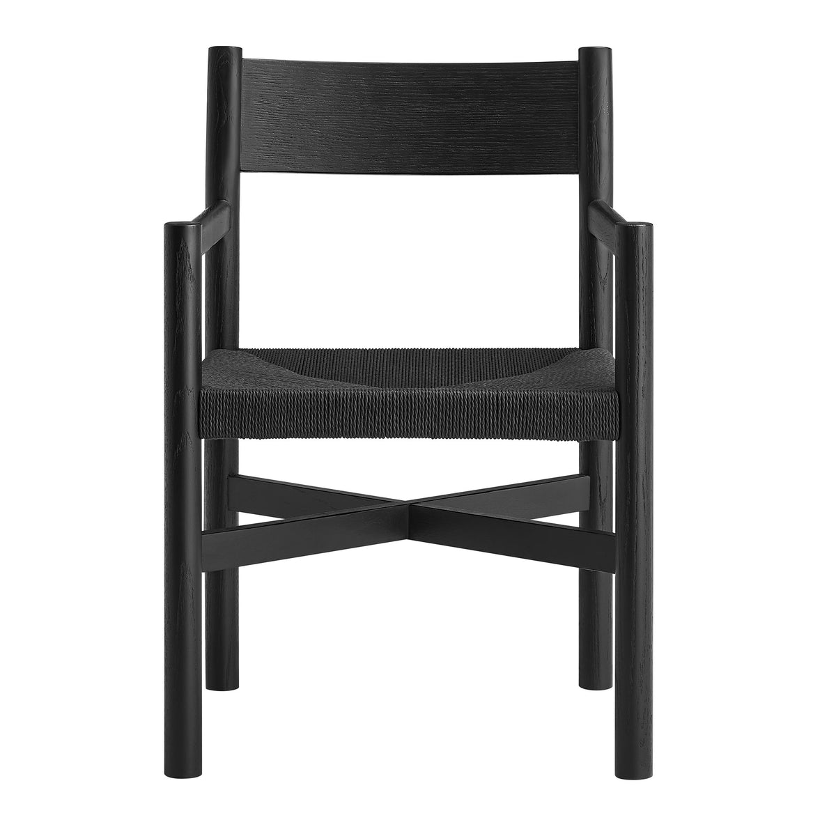 Alvia Oak Wood Dining Armchairs With Woven Seats Set of 2 - Additional View