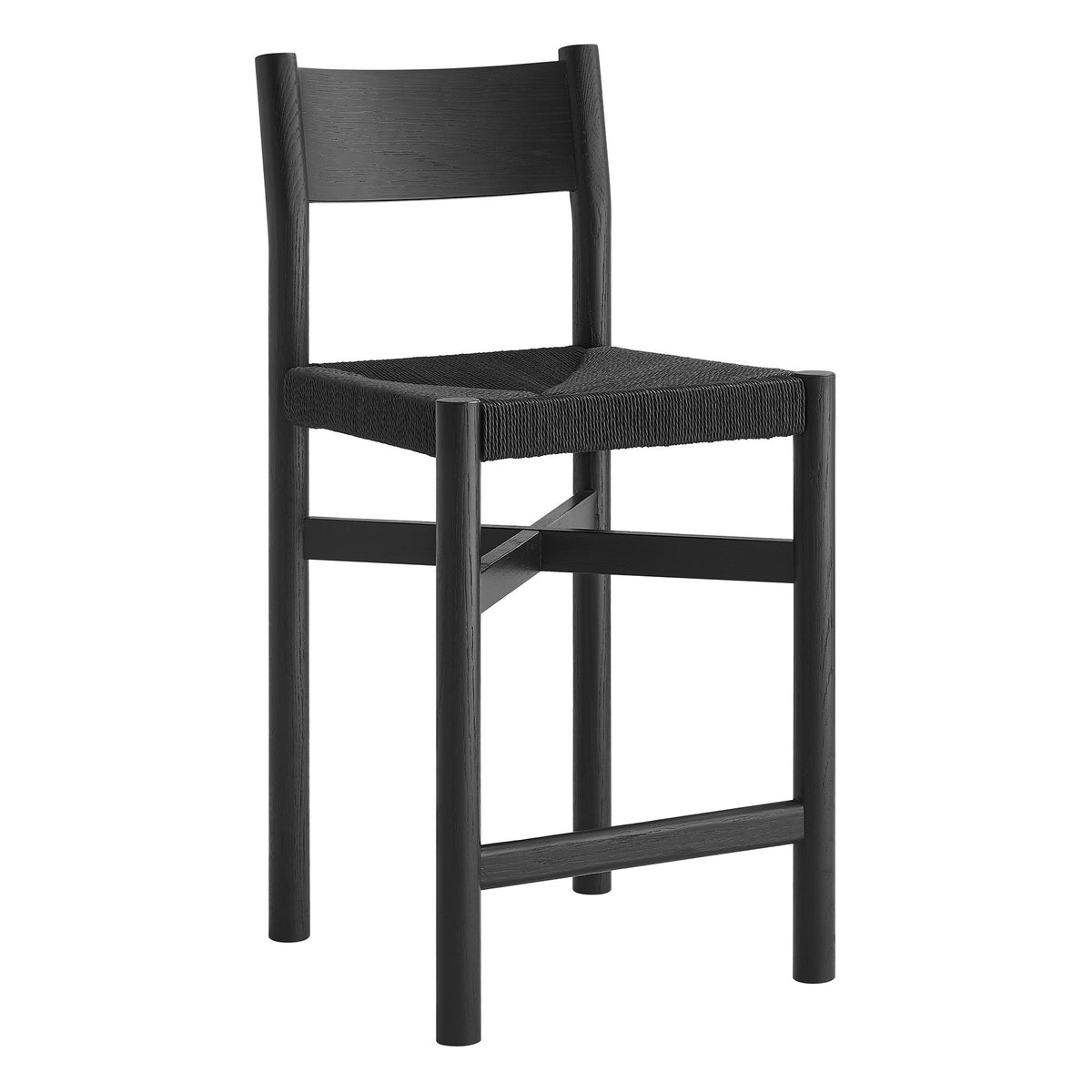 Alvia Oak Wood Counter Stools With Woven Seats Set of 2 - Additional View