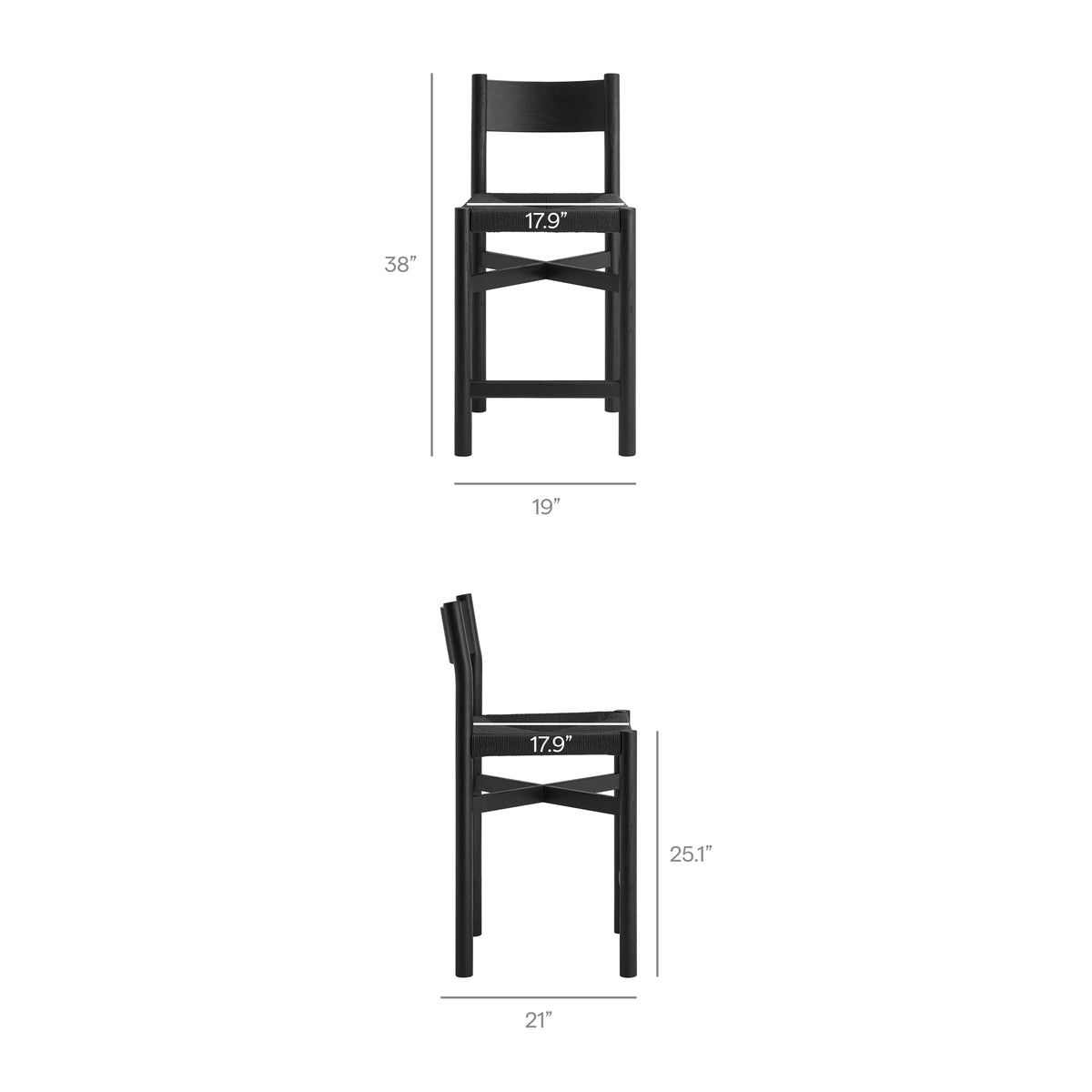 Alvia Oak Wood Counter Stools With Woven Seats Set of 2 - Additional View