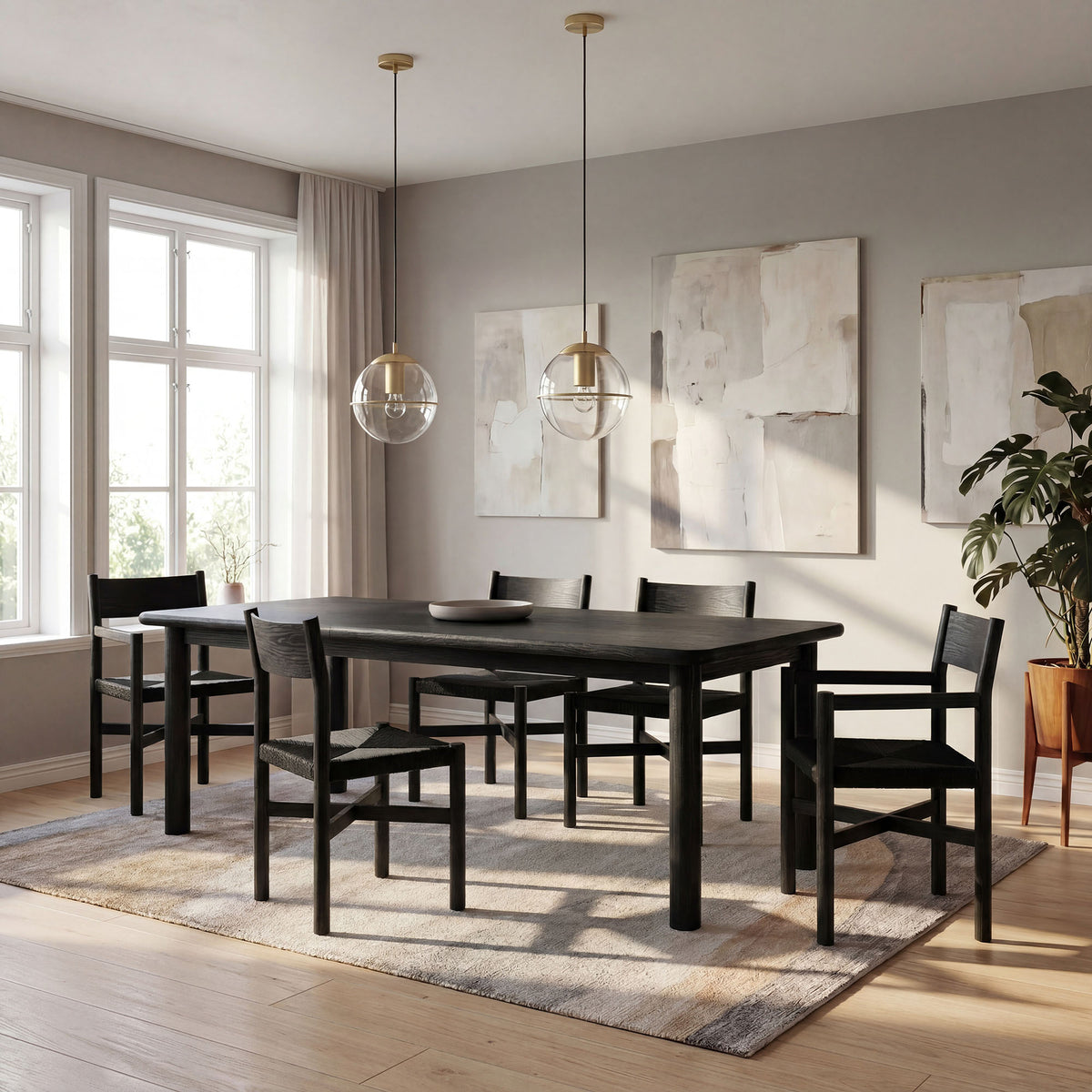 Alvia 86"-105" Extendable Rectangular Oak Wood Dining Table - Additional View