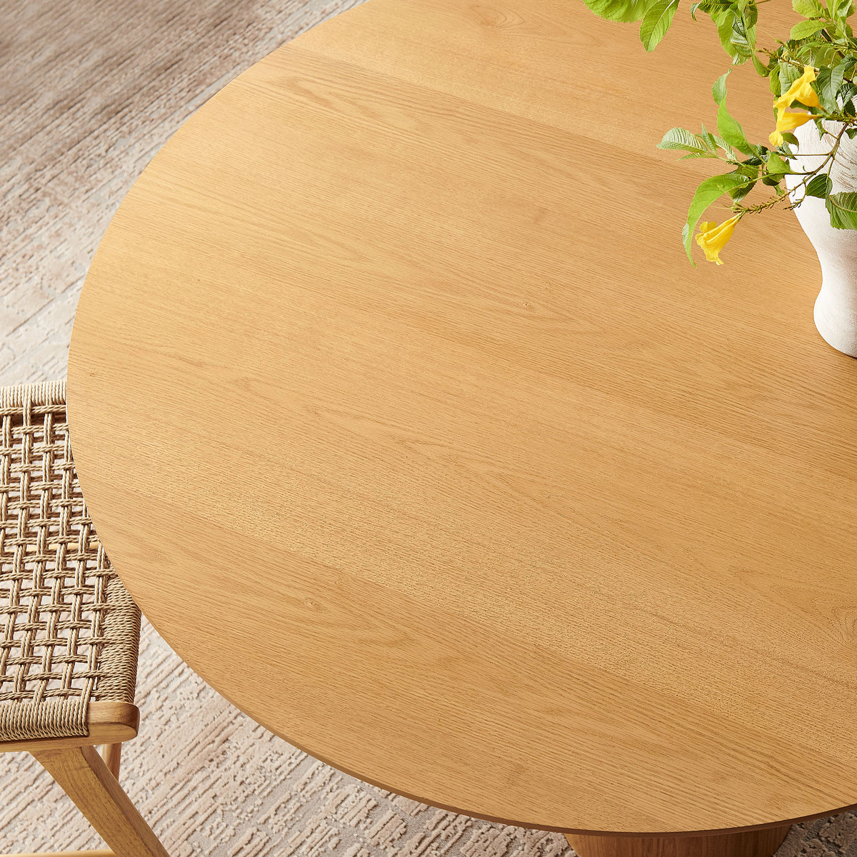 Renwick 47 Inch Oak Veneer Round Pedestal Dining Table - Additional View
