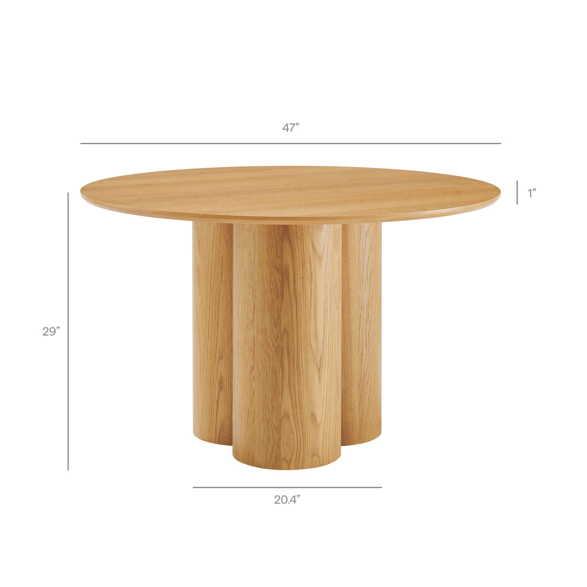 Renwick 47 Inch Oak Veneer Round Pedestal Dining Table - Additional View