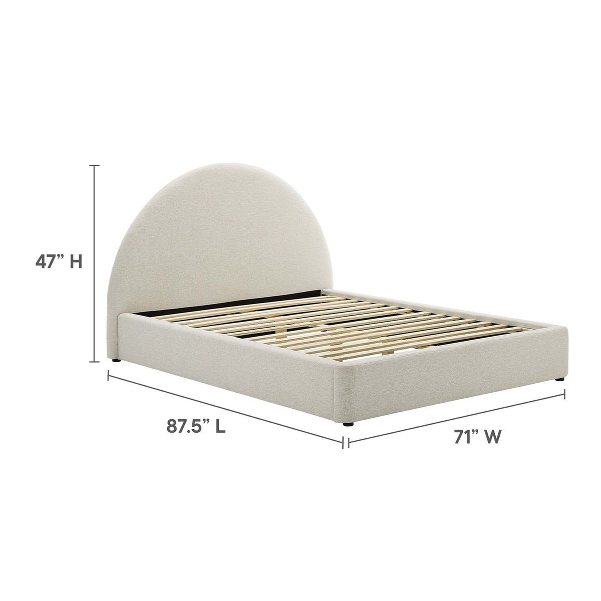 Resort Upholstered Fabric Arched Round Queen Platform Bed - Additional View