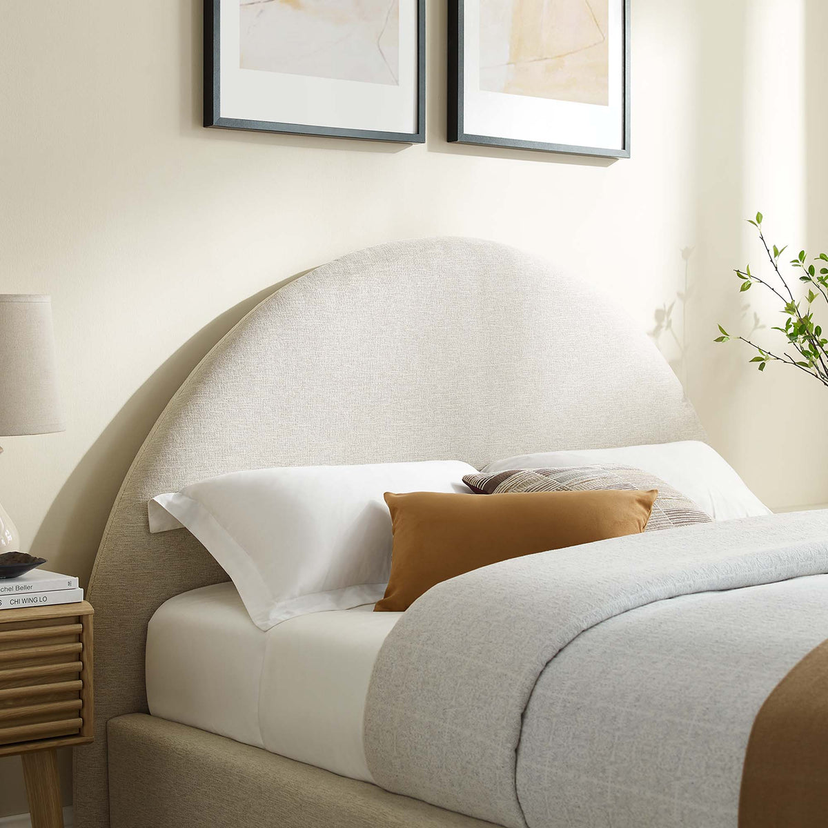 Resort Upholstered Fabric Arched Round Queen Platform Bed - Additional View