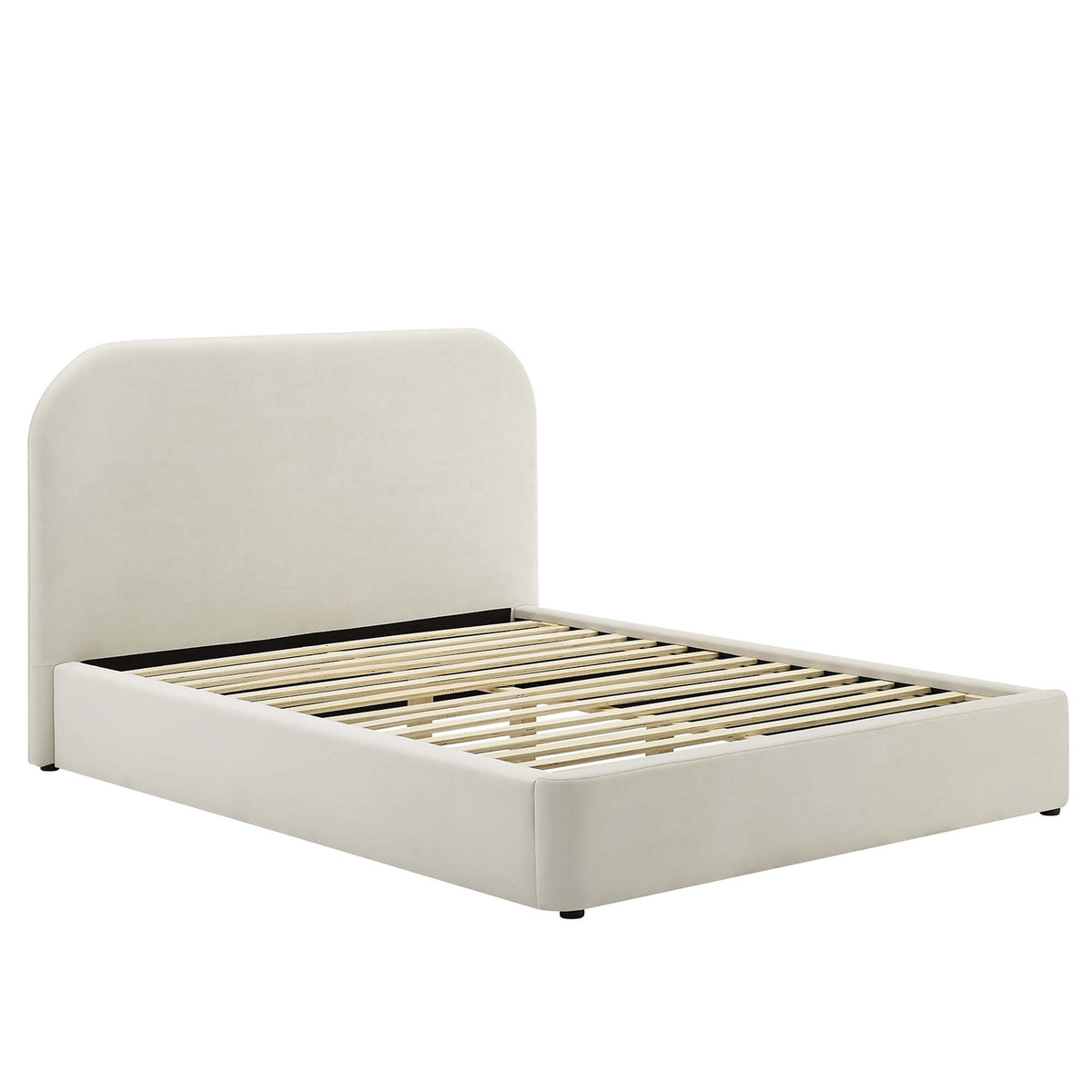 Keynote Performance Velvet Curved King Platform Bed - Additional View