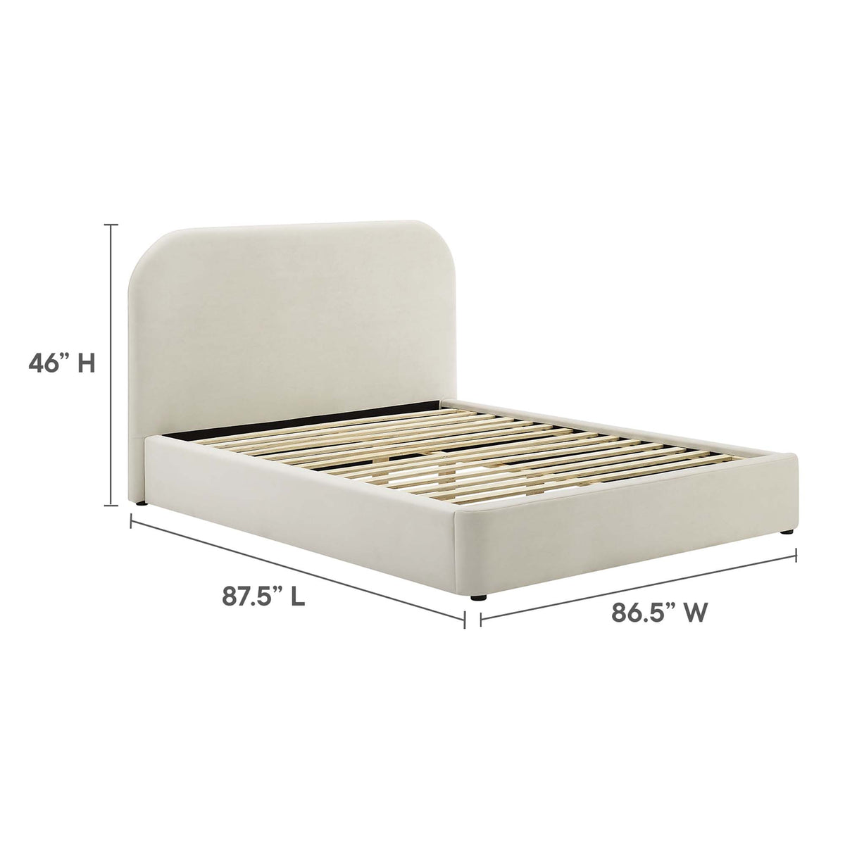 Keynote Performance Velvet Curved King Platform Bed - Additional View