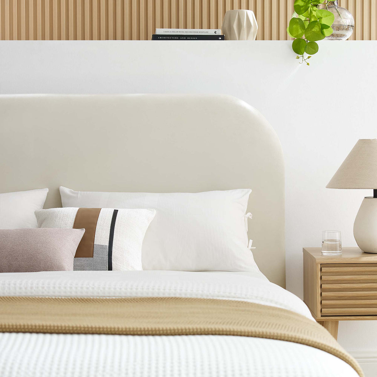 Keynote Performance Velvet Curved King Platform Bed - Additional View