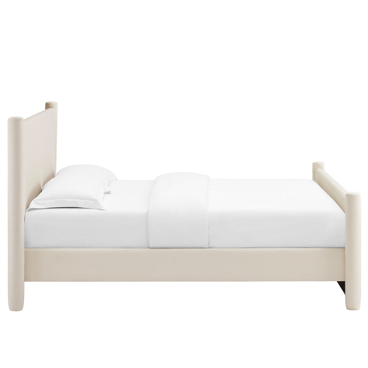 Rael Rounded Post Performance Velvet Queen Platform Bed - Additional View