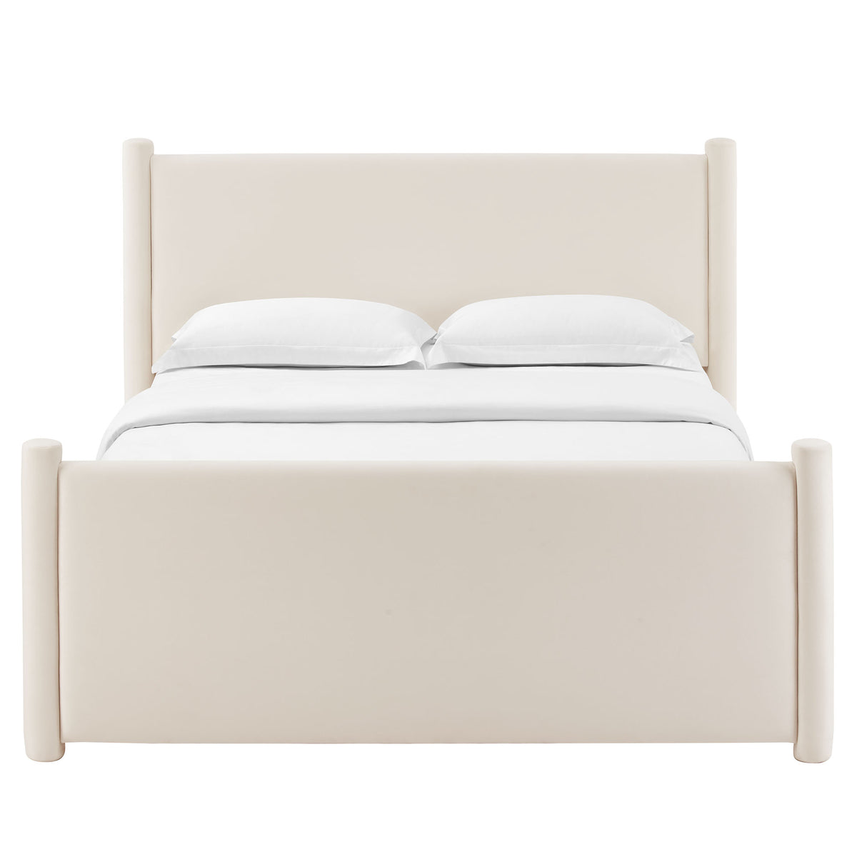 Rael Rounded Post Performance Velvet Queen Platform Bed - Additional View