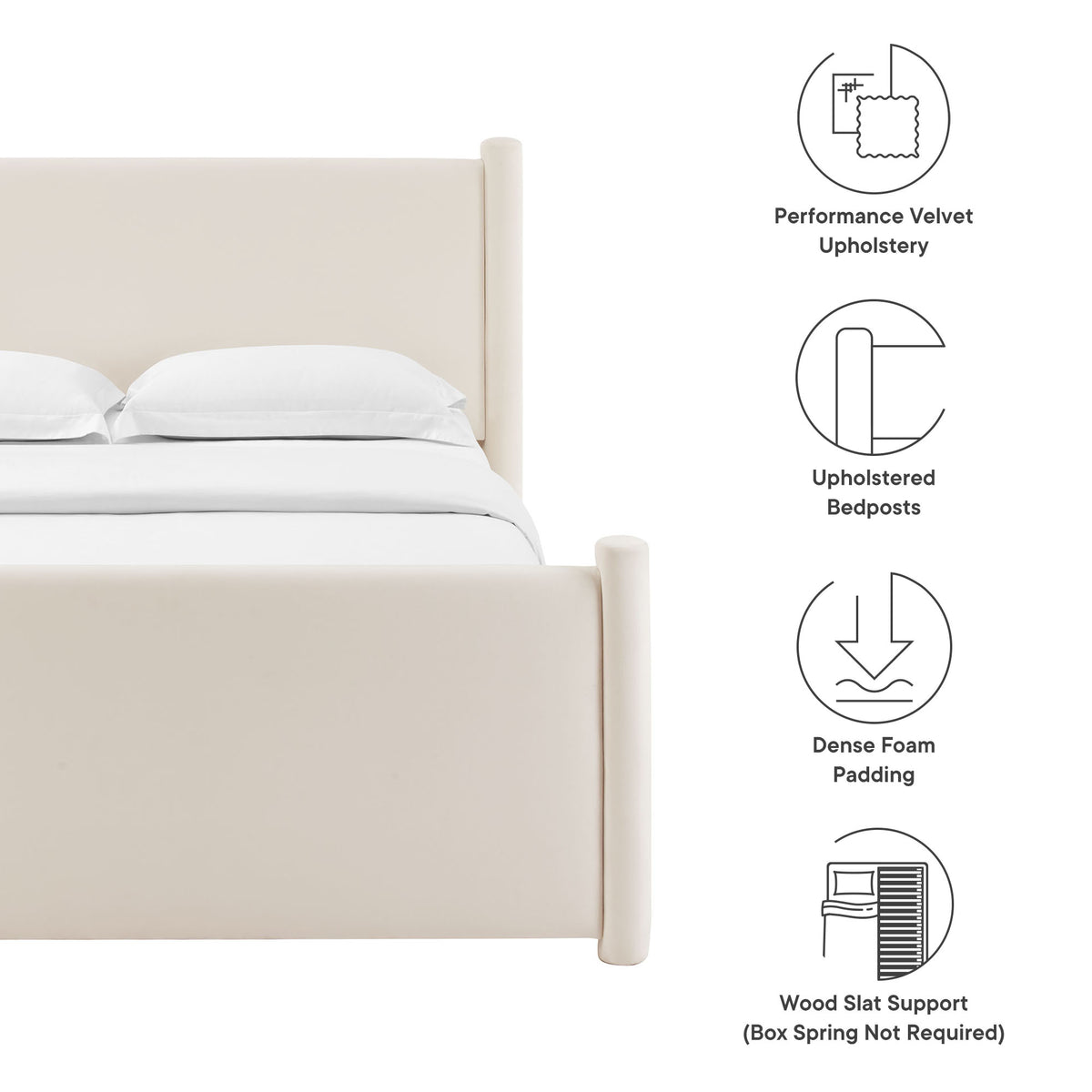 Rael Rounded Post Performance Velvet Queen Platform Bed - Additional View