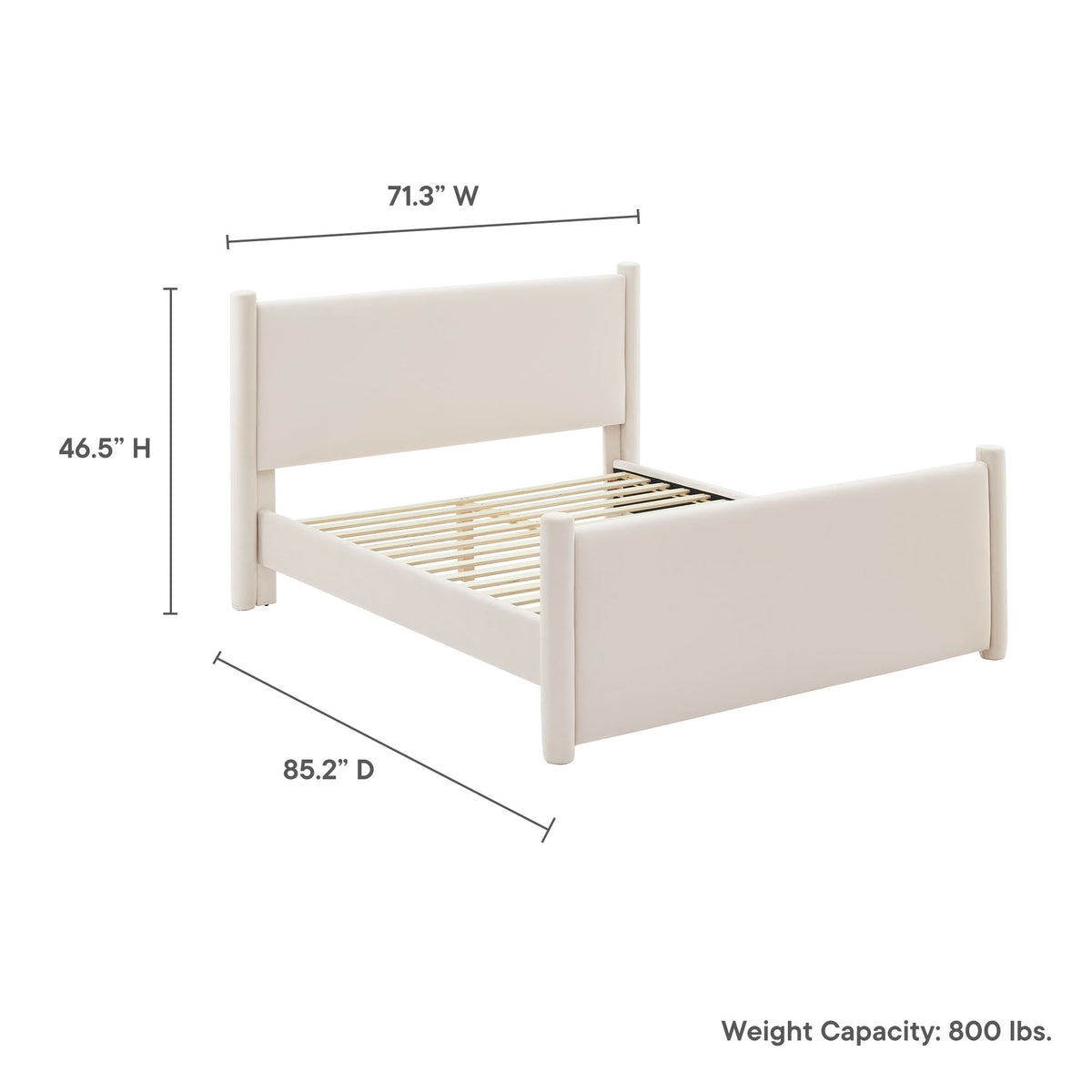 Rael Rounded Post Performance Velvet Queen Platform Bed - Additional View