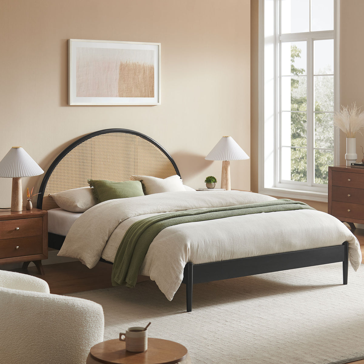 Odette Queen Arched Rattan Cane Platform Bed - Additional View