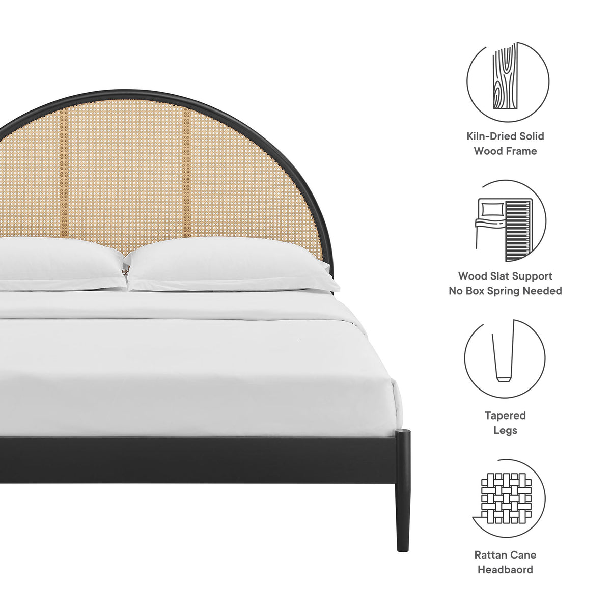 Odette Queen Arched Rattan Cane Platform Bed - Additional View
