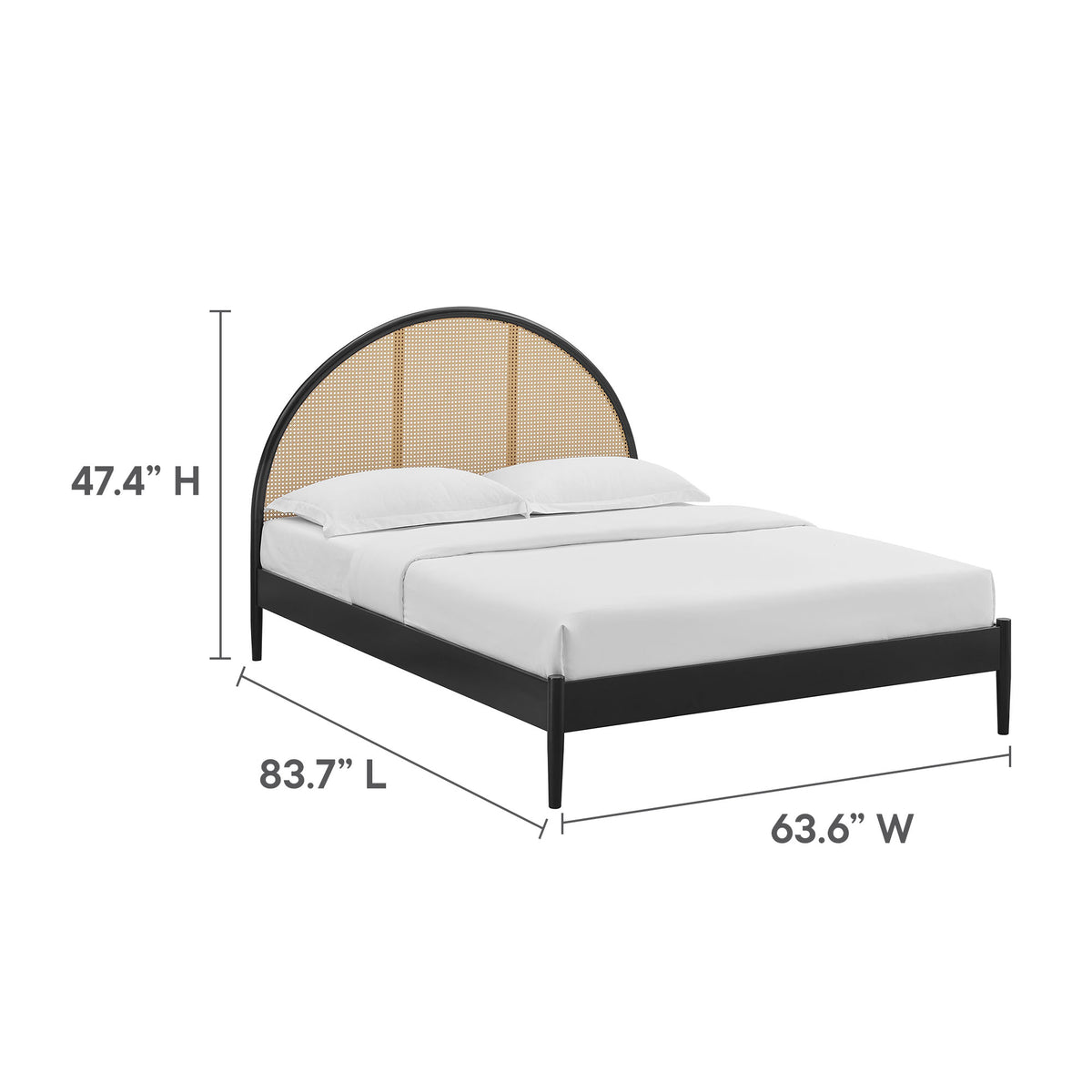 Odette Queen Arched Rattan Cane Platform Bed - Additional View