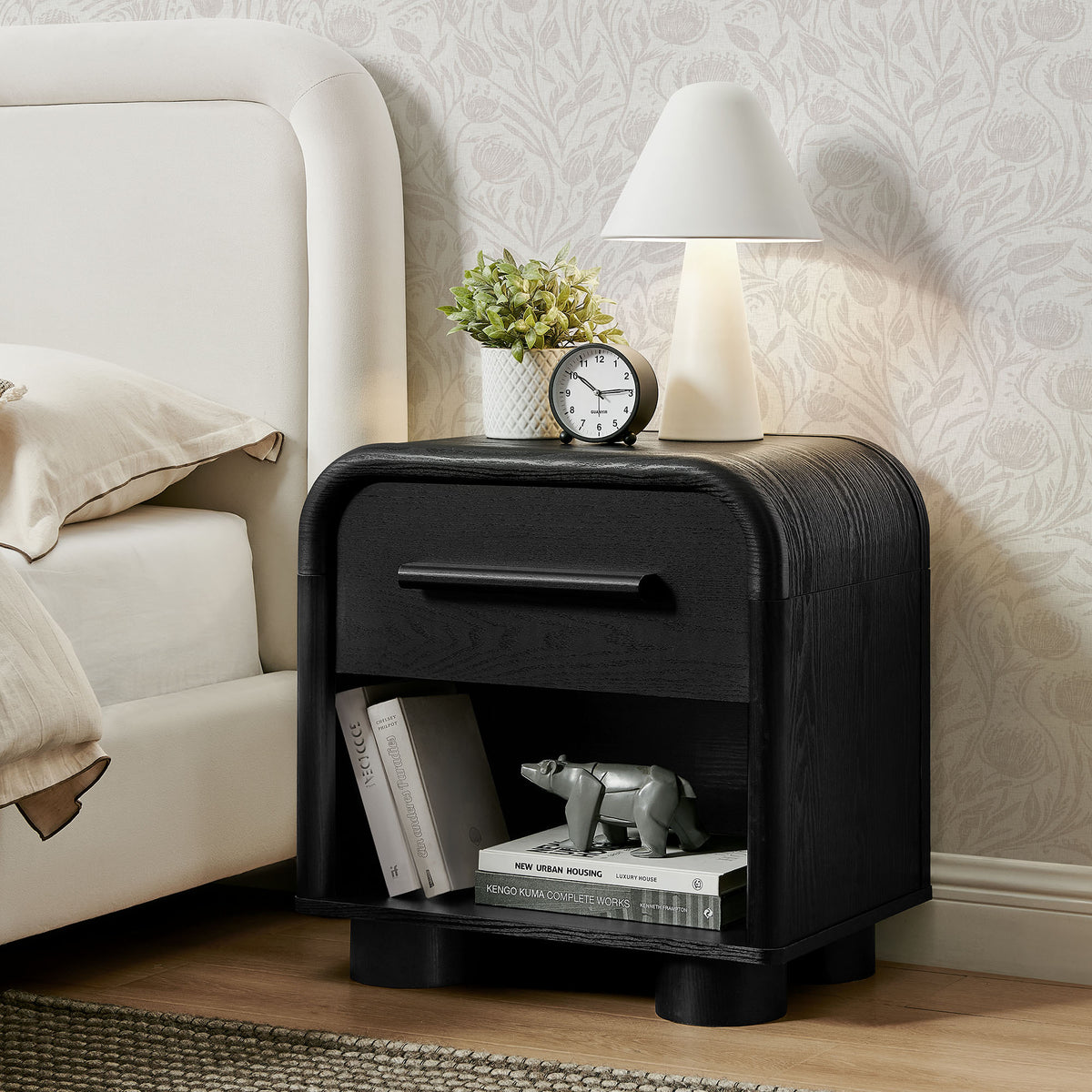 Bellamy Curved 1-Drawer Nightstand - Additional View