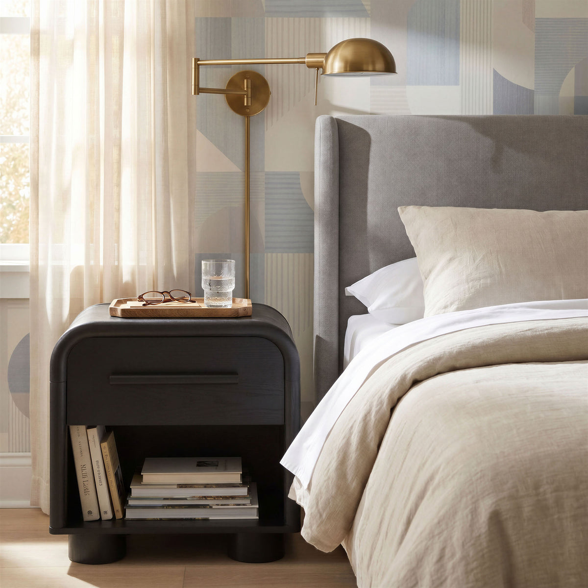 Bellamy Curved 1-Drawer Nightstand - Additional View