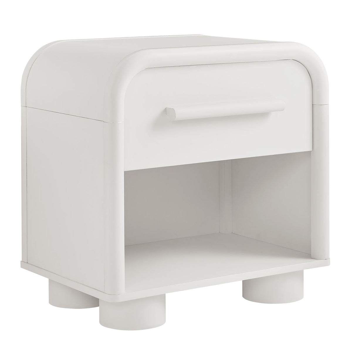 Bellamy Curved 1-Drawer Nightstand - White Matte