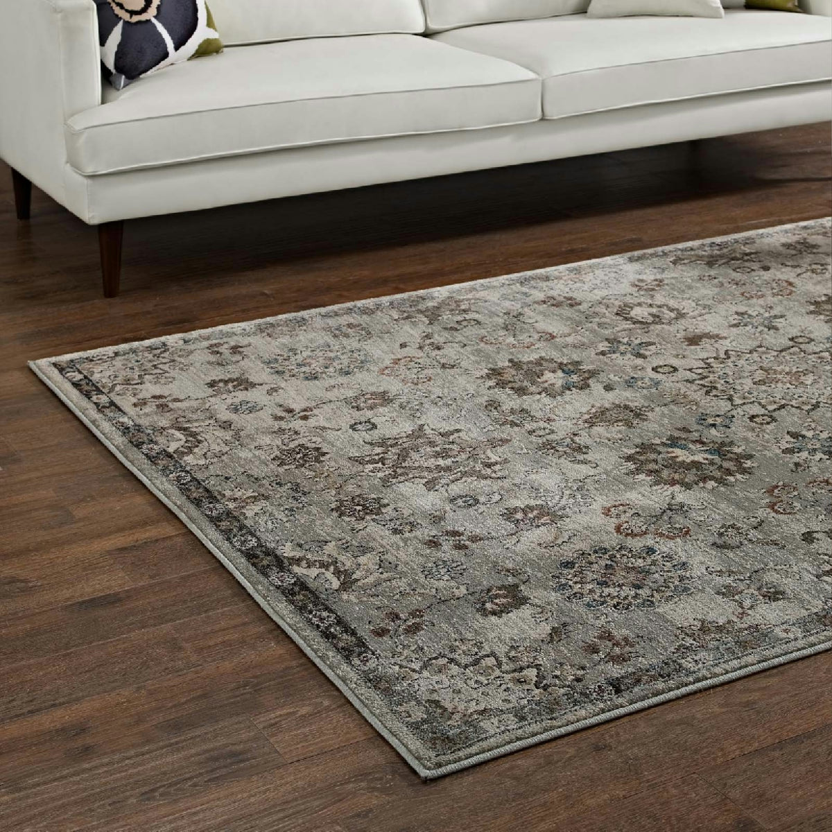 Hana Distressed Vintage Floral Lattice 5x8 Area Rug - Additional View