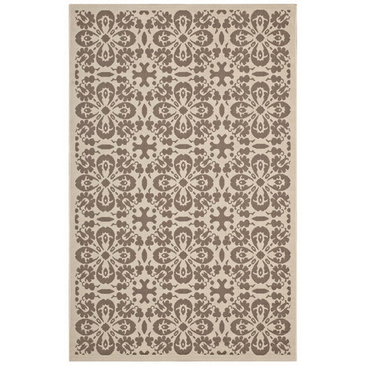 Ariana Vintage Floral Trellis Indoor and Outdoor 5x8 Area Rug - Light and Dark Beige